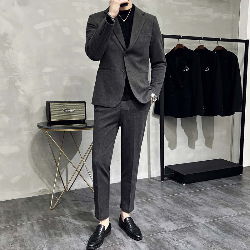 韓国風 スーツ セットアップ ジャケット パンツ 2点 3色展開 楽天市場】細身タイプ【ジャケット＋パンツ】韓国風 無地 3色