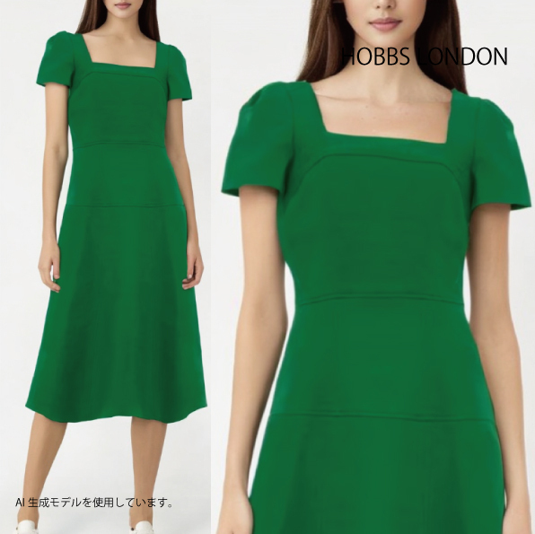 【HOBBS LONDON】CHATSWORTH DRESS 限定 フレアワンピース