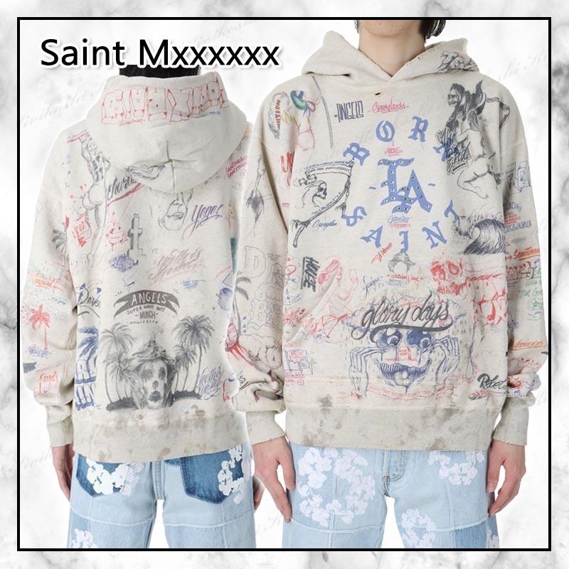 ◆SAINT Mxxxxxx 23AW◆ロゴ プリント フーディ / Multicolor◆