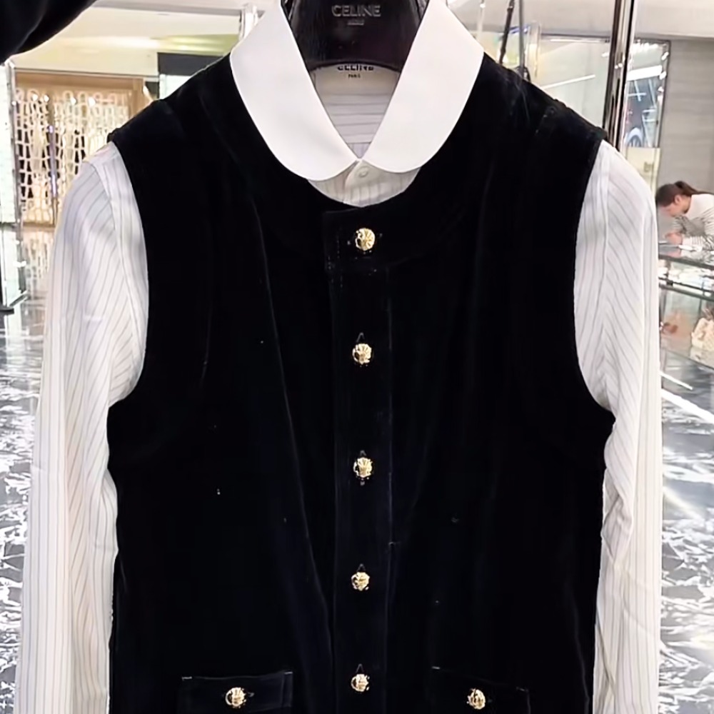 《上品でエレガント》【CELINE】ベルベットミニドレス