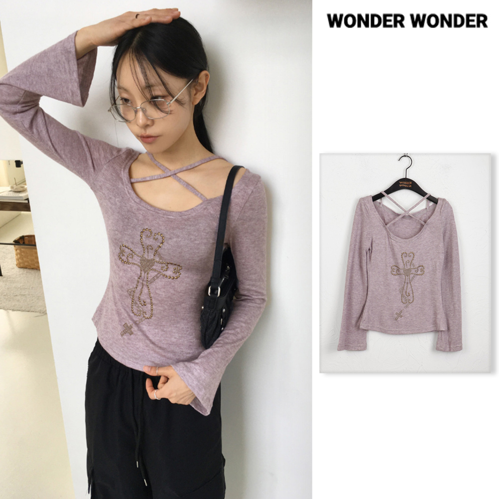 【WONDER WONDER】Compo Vintage Cross X Strap Deep V L/S T