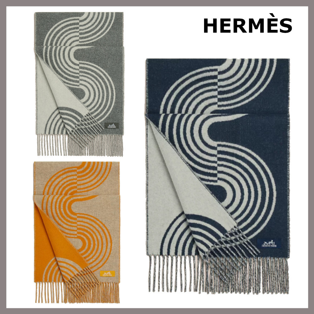 波打つデザイン【HERMES】Casaque Vague カシミアマフラー