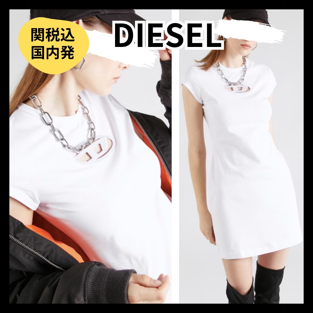 関送込【DIESEL】d-angiel Dロゴ ミニ ワンピース 関税込【DIESEL】D-ANGIEL ロゴ Tシャツ ワンピース ミニドレス