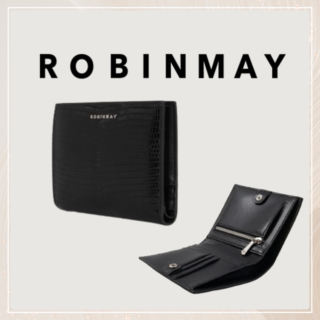追跡有★ROBINMAY 本革 パイソン柄 2つ折り財布