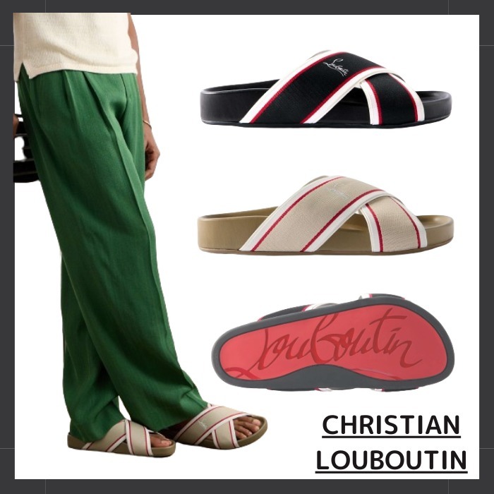 【CHRISTIAN LOUBOUTIN】ストライプウェビングサンダル