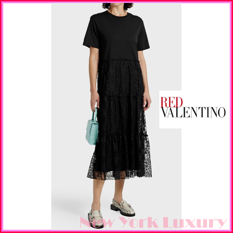 Red Valentino★素敵！Black Lace-paneled Dress