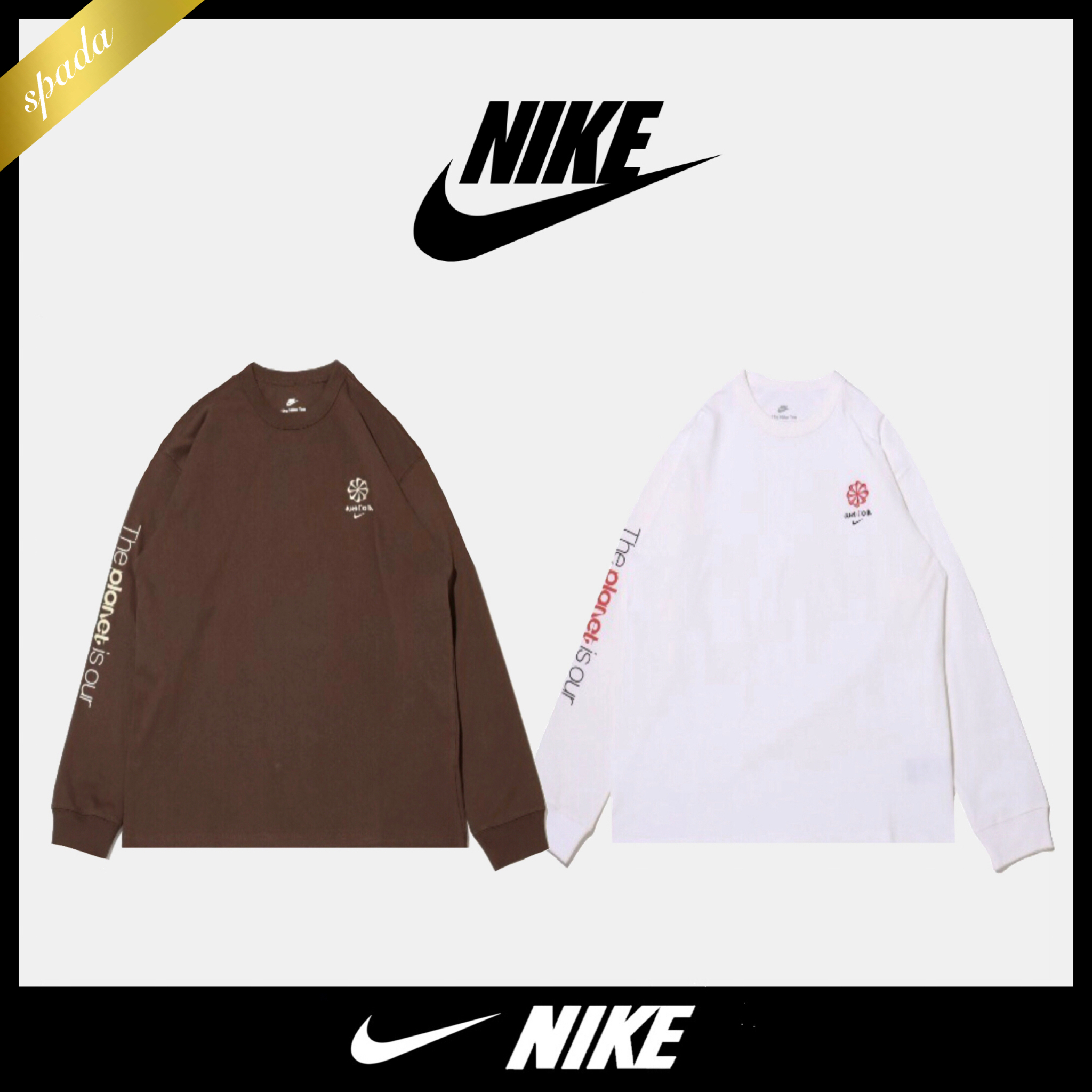 【NIKE】2カラー グラフィック 長袖 ロゴ Tシャツ / 送料無料