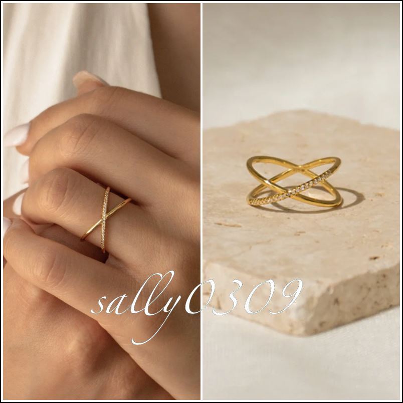 【関税・送料無料】Caitlyn Minimalist★Pave X クロス リング