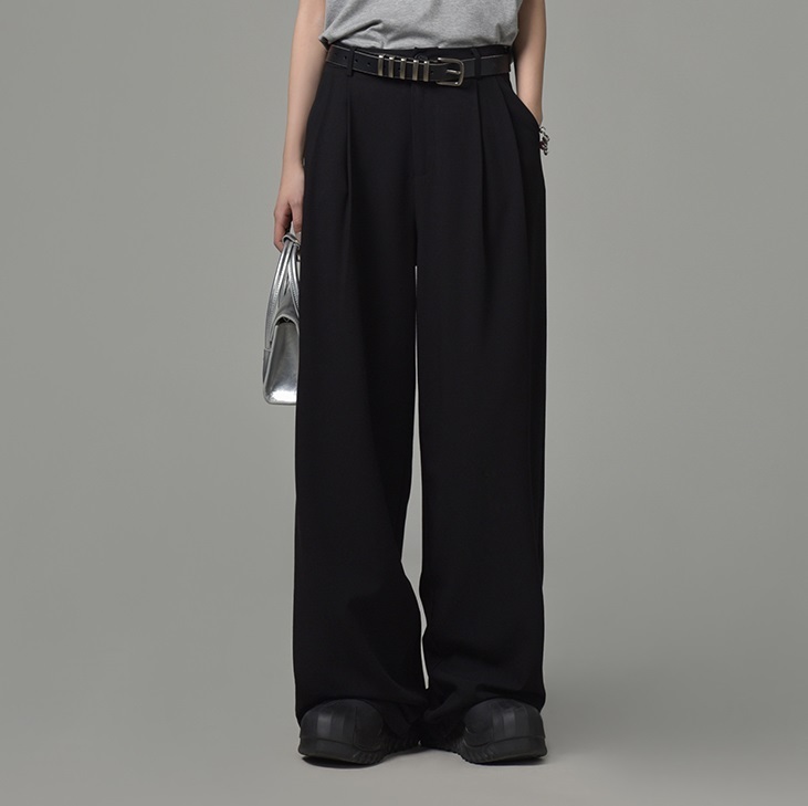 ストレートパンツ ワイドレッグ シンプル オールマッチ 大人