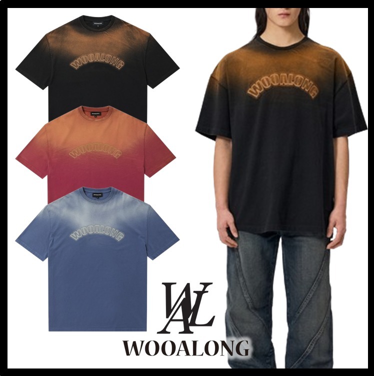 送料★WOOALONG★Lettering graphic vintage washing T-shirts★