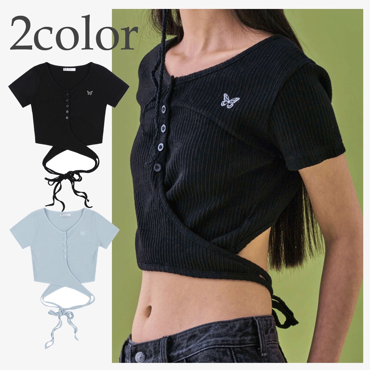 Tシャツ・カットソー NASTY FANCY CLUB [NF] BACK STRAP CROP TOP 4BTR665