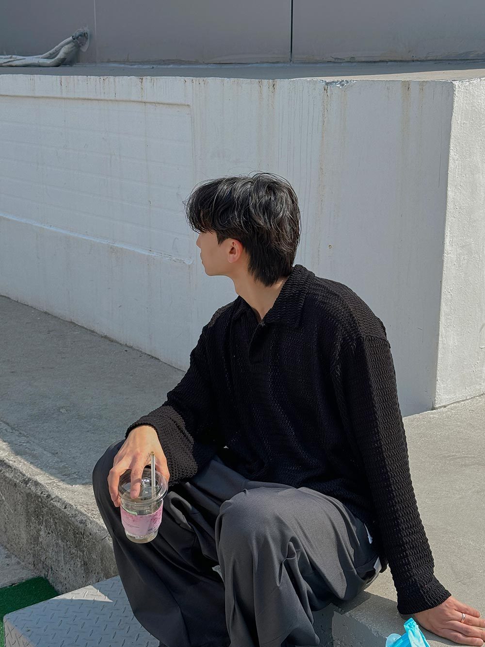 ニット・セーター 2 Low Mesh Open Collar Knit (4color) 2 Low Mesh Open Collar Knit (4color)