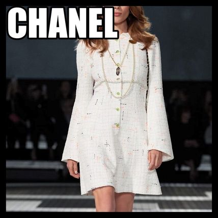 CHANEL Dresses Short Other Plaid Patterns Casual Style Tweed Flared