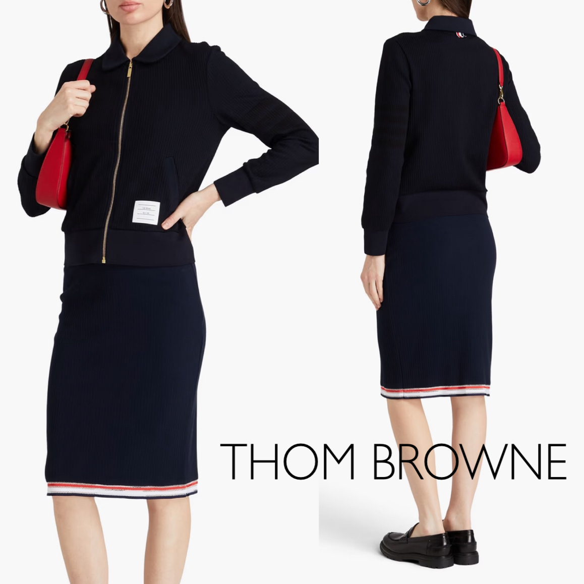 カシミヤ★リブ編み★ペンシルスカート★ THOM BROWNE カシミヤリブ ペンシルスカート WRBC5973 （ロング・マキシ丈