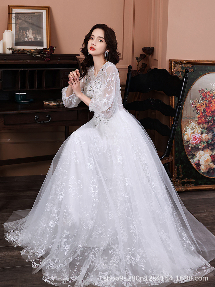 ドレス ロング丈 パーティー 結婚式 無地 長袖 上品 シンプル