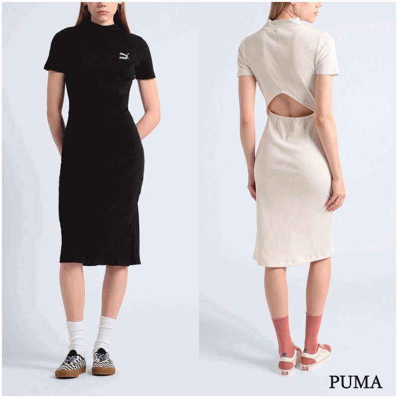 【PUMA】CLASSICS ロゴ リブワンピース ‐2色 *送料込