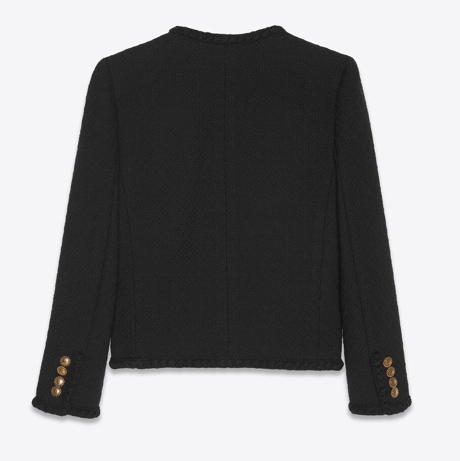 Saint Laurent《ショート ジャケット》ツイード ブラック 直営店