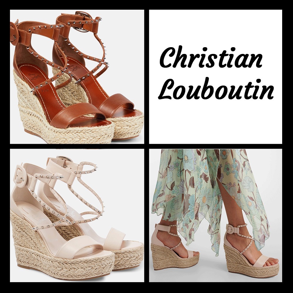 新作*Christian Louboutin*Chocazeppa レザー ウェッジ サンダル