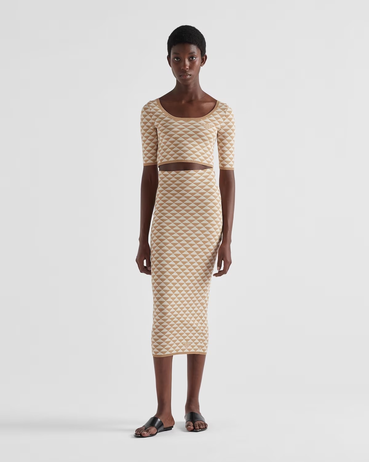 《送料無料》PRADA Jacquard cotton knit skirt