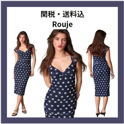 Rouje Dresses Dots Plain Medium Midi Elegant Style Dresses