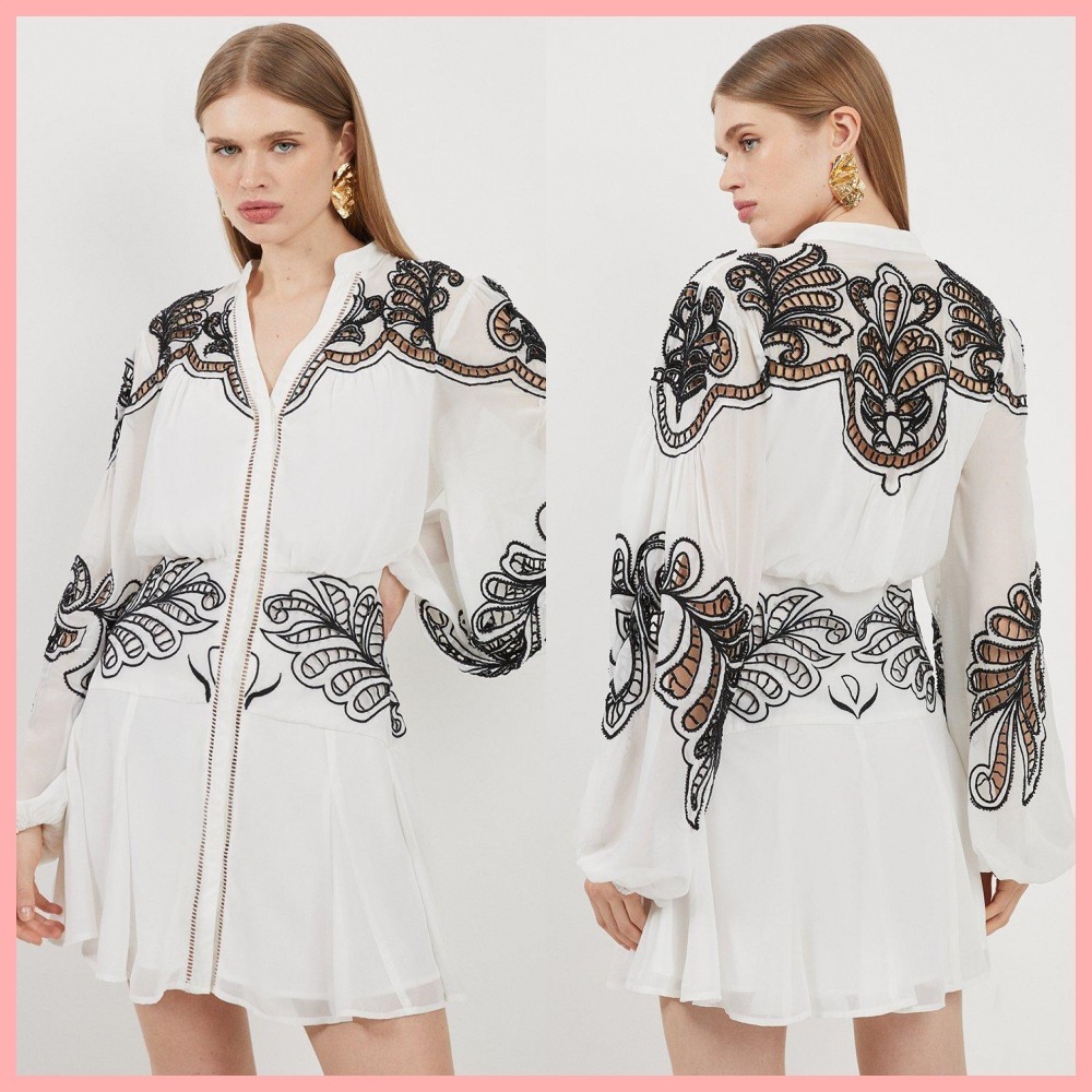日本未入荷★Karen Millen フリルVネックフレアワンピース 日本未入荷☆Karen Millen Vネックフレアワンピース