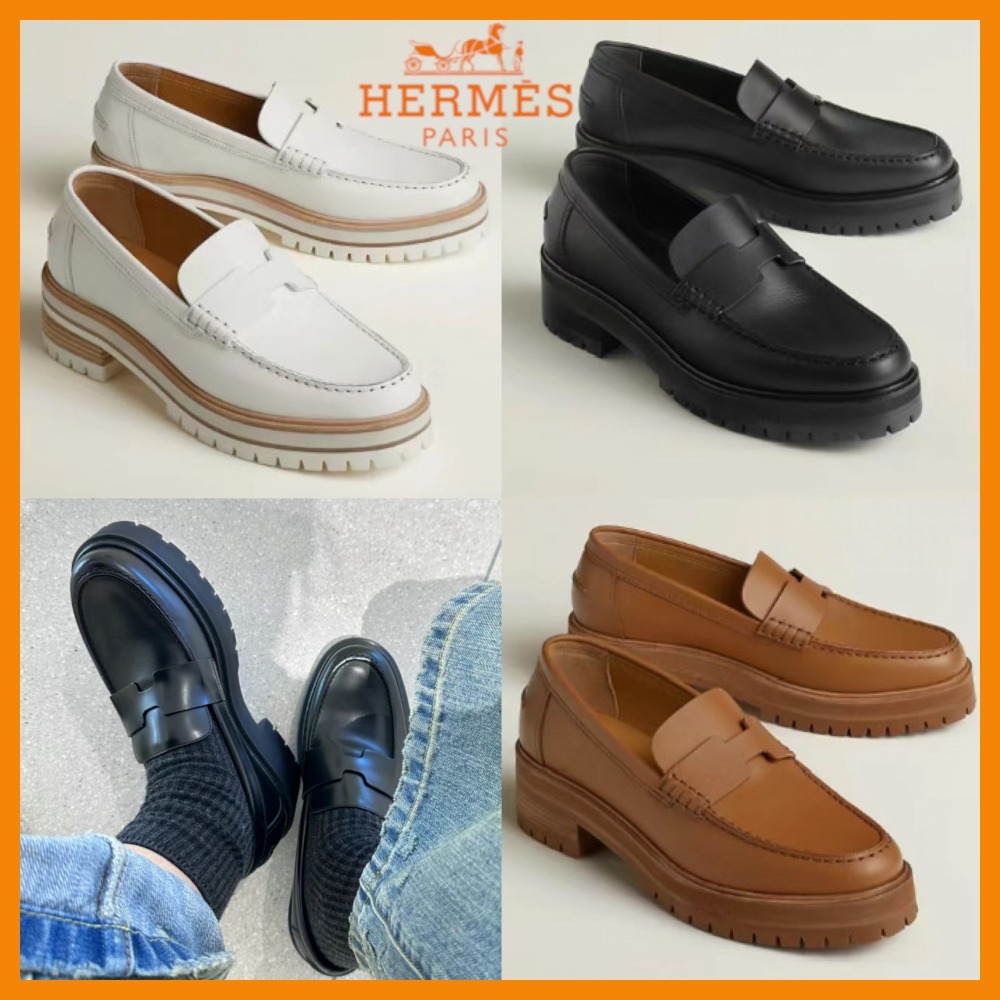 【シンプルで合わせやすい♪】HERMES IVY レディースローファー