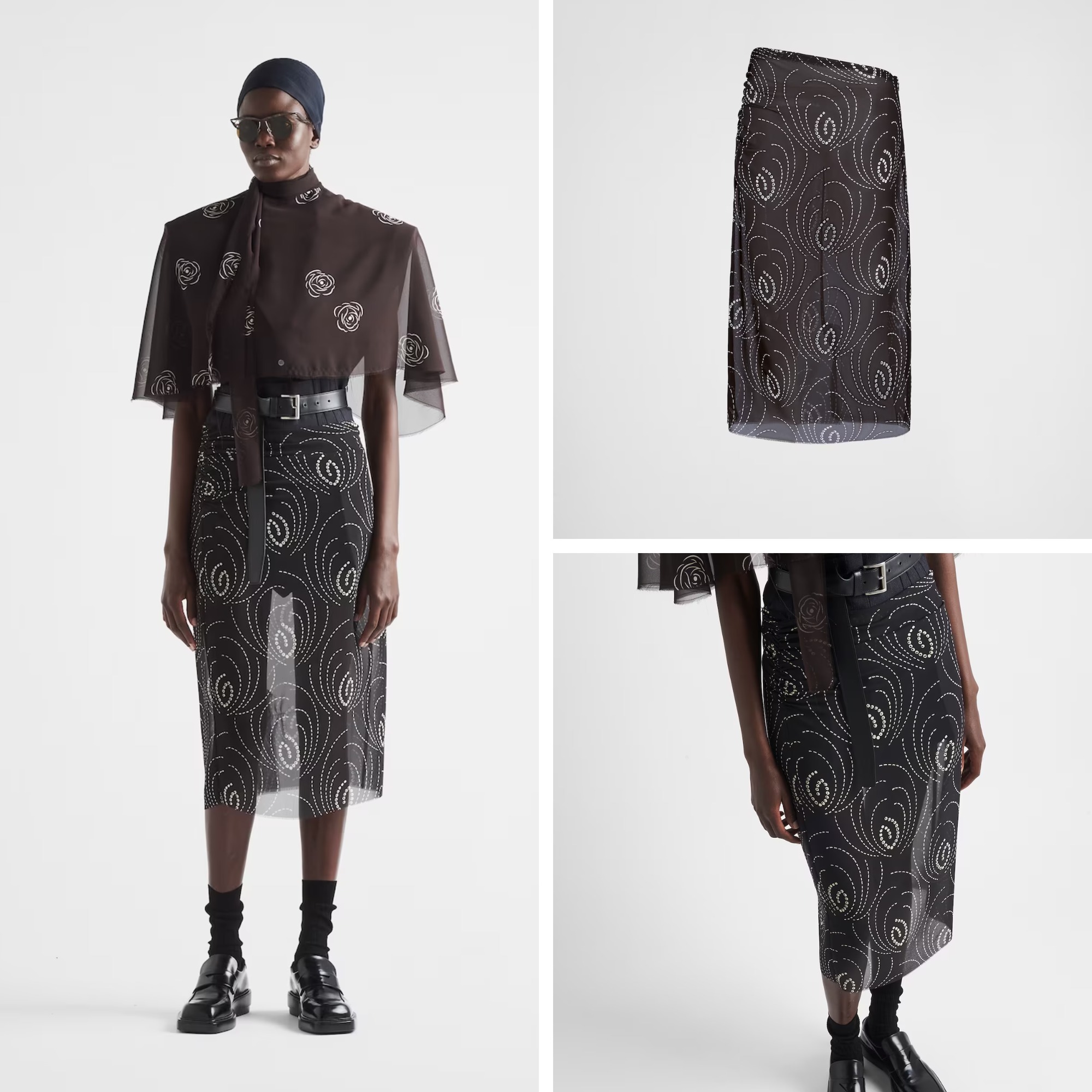 《送料無料》PRADA Printed georgette skirt