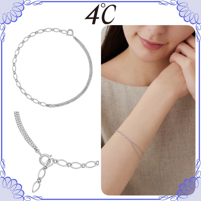 大人気!! 4℃ シルバー ハーフチェーン ブレスレット