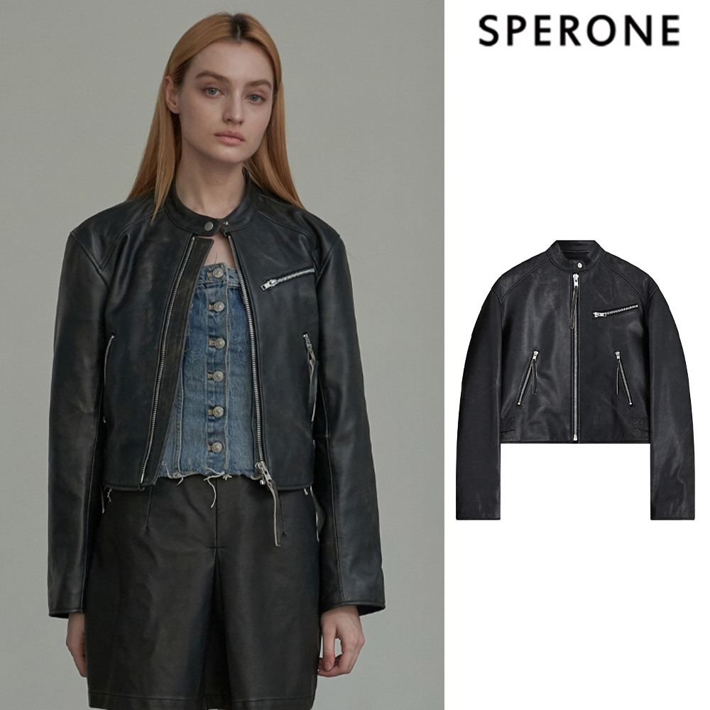 【SPERONE】24SS★ [Real Leather] China Pigment Racer Jacket