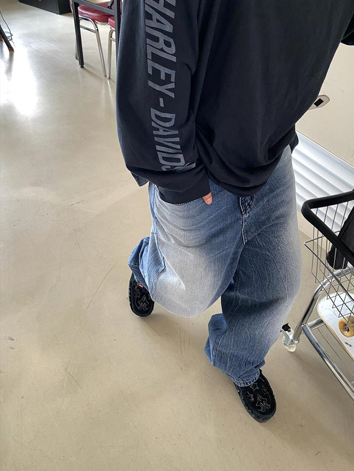 デニム・ジーパン No.0703 crack washing wide denim PT No.0703 crack washing wide denim PT (HOLY IN CODE/デニム