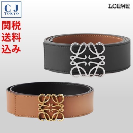LOEWE】関税送料込 4cm リバーシブル レザーベルト 茶 黒 人気