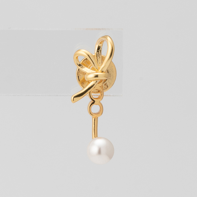 【TATIANA】Ballerina Ribbon Pearl EarJacket Earring EC3093 TATIANA】Ballerina Ribbon Pearl EarJacket Earring EC3093