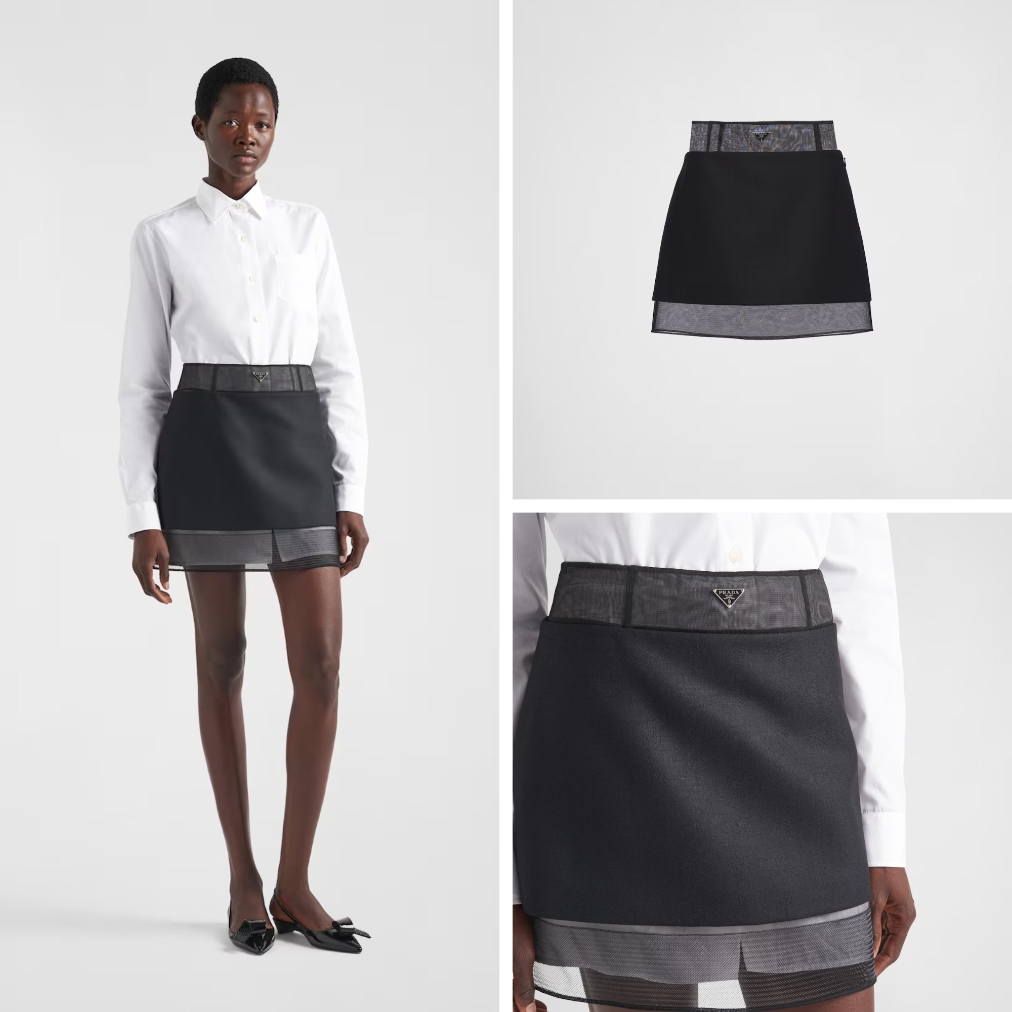 《送料無料》PRADA Wool miniskirt with crinoline