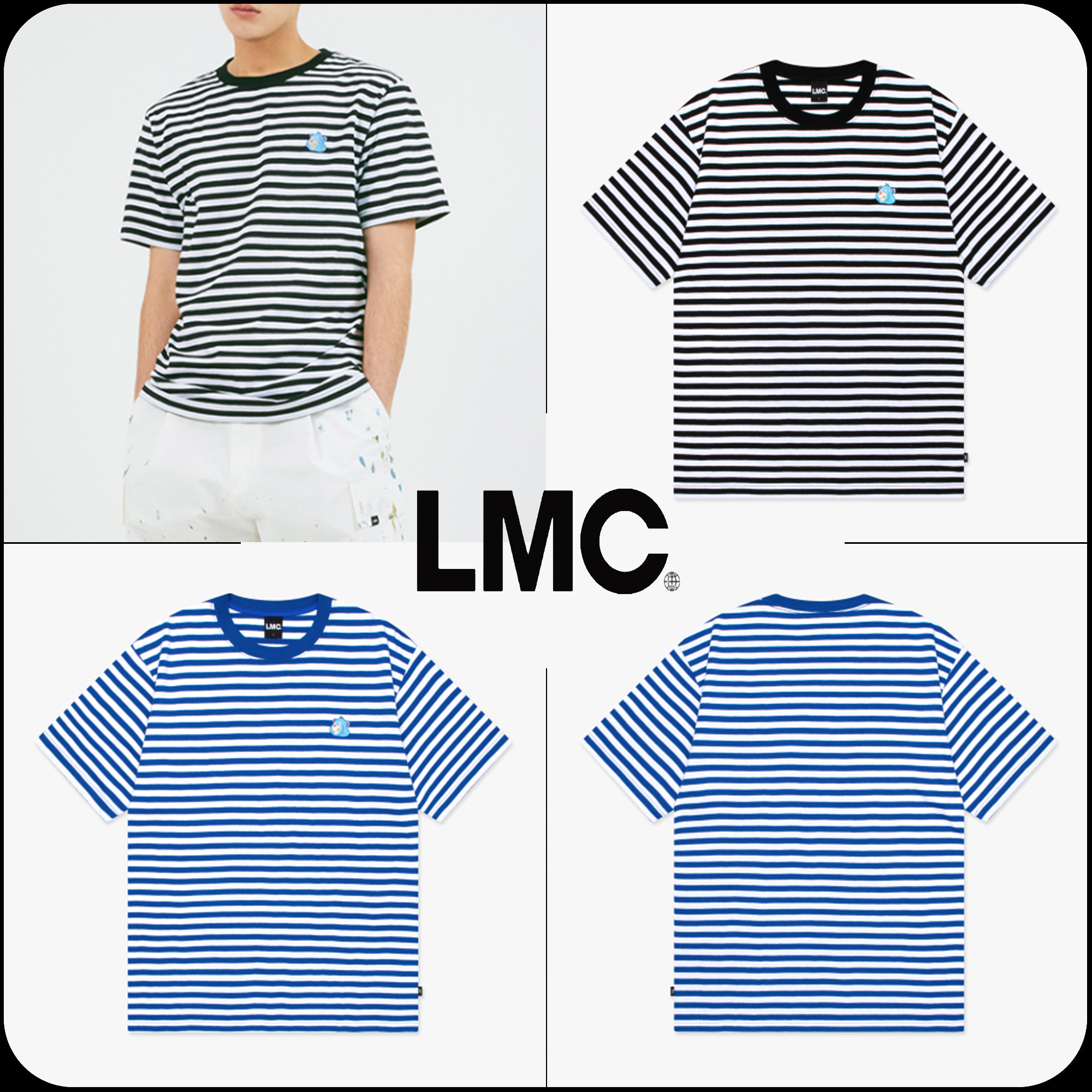 [ LMC]★24SS★韓国人気★EMB BEAR STRIPE TEE