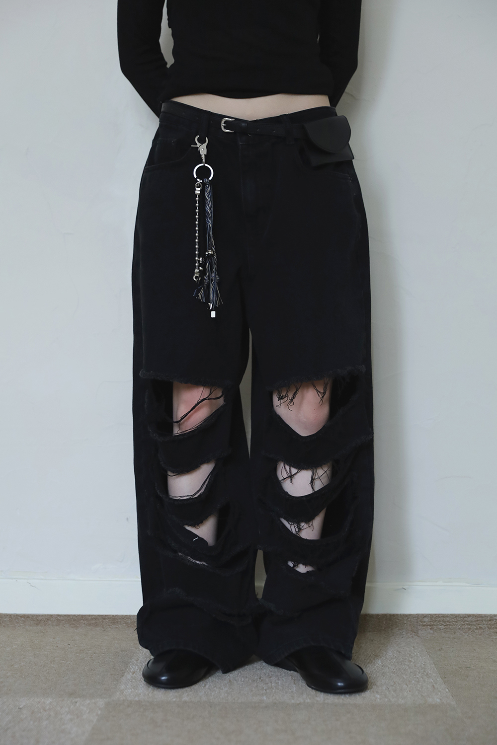 COLOR iN ID】Black Vintage Wide Denim