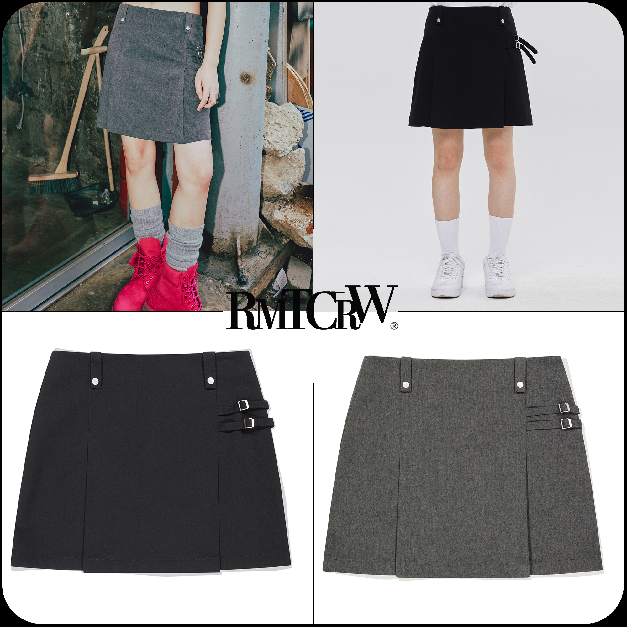 [ROMANTIC CROWN]★24SU★韓国人気★DOUBLE BELTED SKIRT