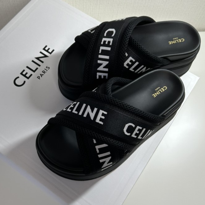 CELINE】CELINE ブロックスライド メッシュ＆テキスタイル