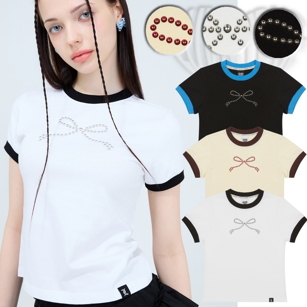 LUV IS TRUE★韓国★人気★RT RIBBON HOTFIX TEE 3色 リボン