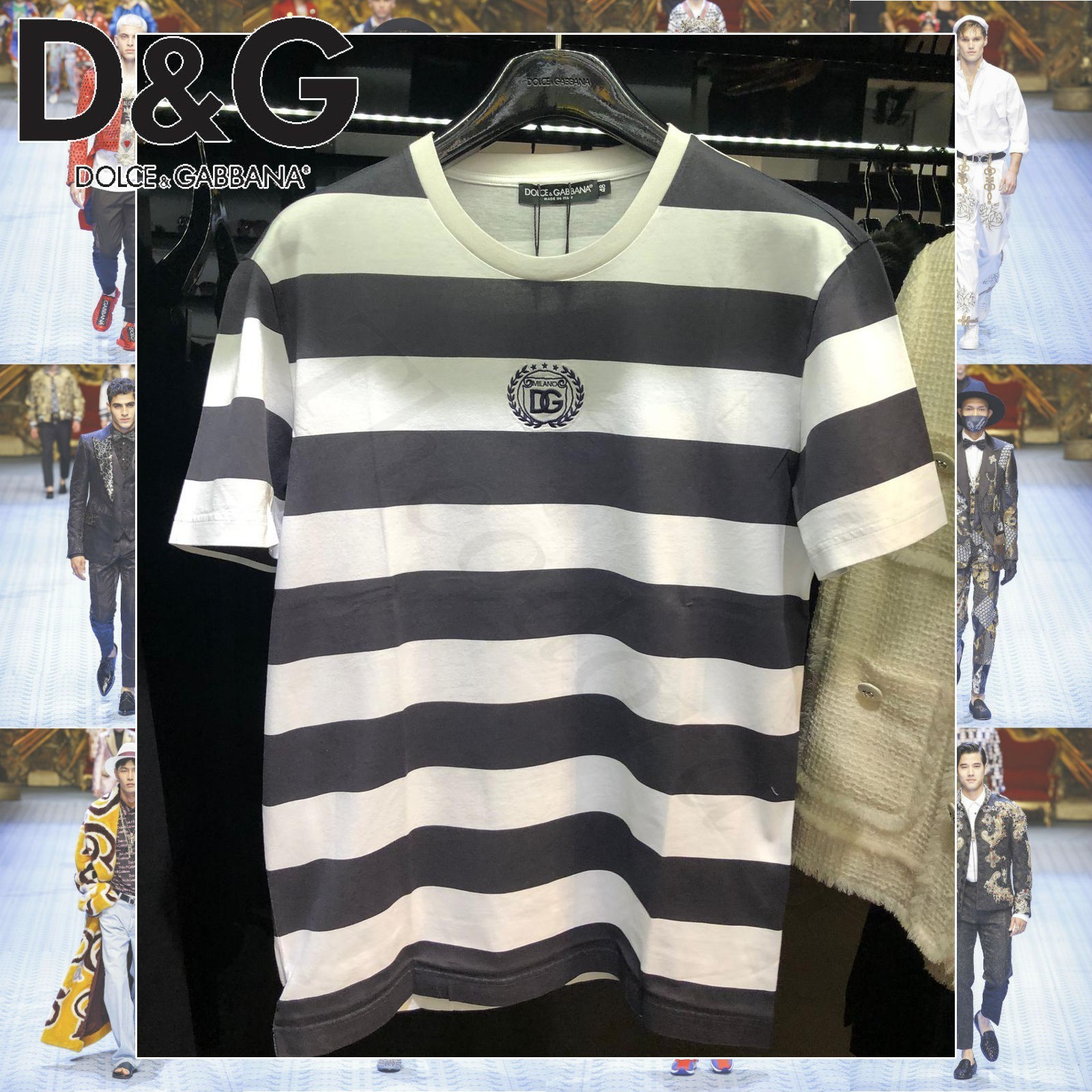 Dolce & Gabbana DGロゴ ストライプ マリーナ 半袖Tシャツ