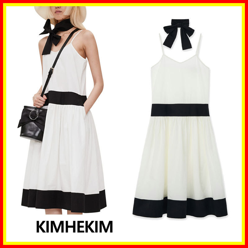 [KIMHEKIM]BICOLOR COTTON-LINEN MIDI DRESS/追跡付