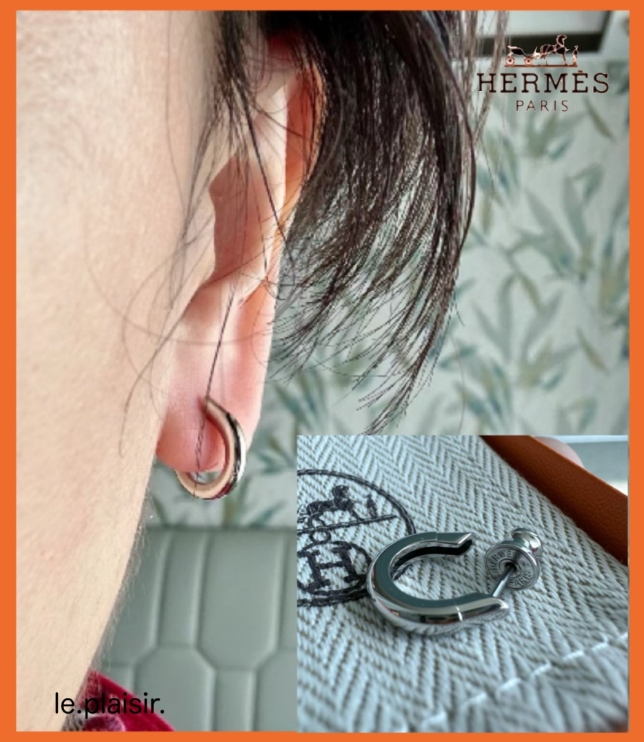 ◆シンプルながらオシャレ☆◆HERMES メンズ シングルピアス