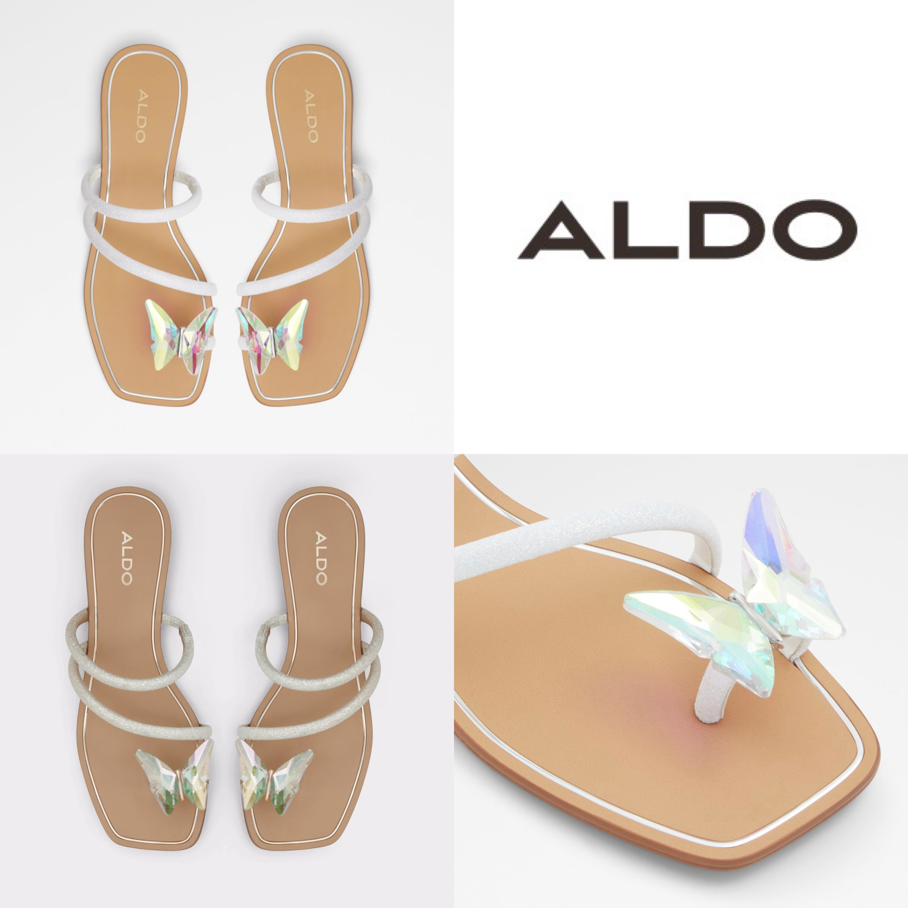 [ALDO] Garberia フラットサンダル キラキラ 蝶