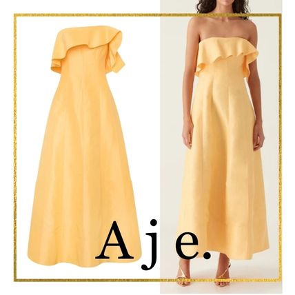 Aje Dresses Maxi A-line Linen Plain Long Party Style Elegant Style