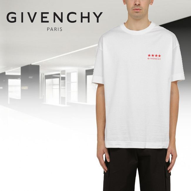 正規店買付【GIVENCHY】ホワイト コットン クルーネックTシャツ
