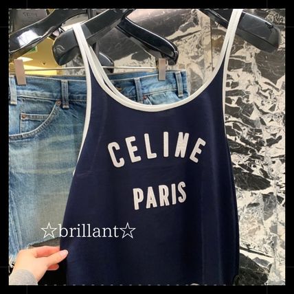 CELINE Tanks & Camisoles celine paris tank top in cotton jersey