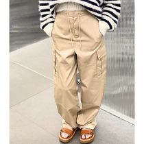 CELINE Casual Style Street Style Plain Cotton Long Logo Pants