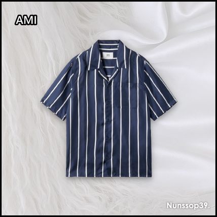 【関税込み】AMI Paris ネイビー Ami Paris France シャツ A ネイビー（紺）系 AMI PARIS(アミ パリス) シャツ(メンズ
