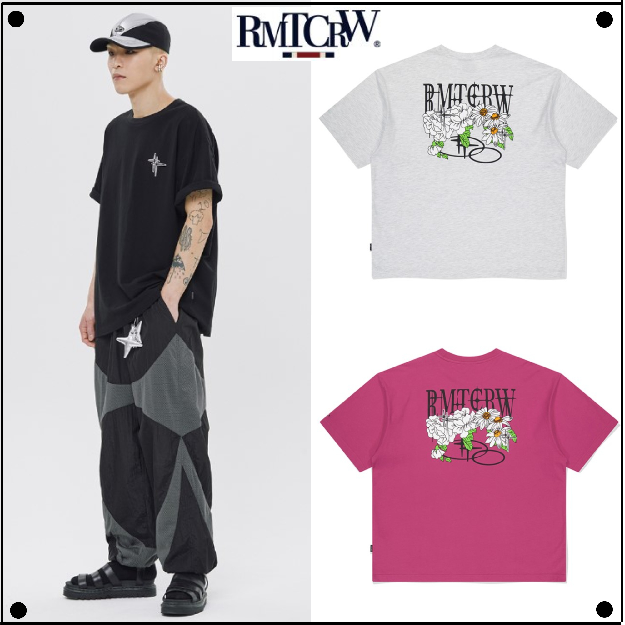 ROMANTIC CROWNのVOLUME LOGO FLOWER TEE SHIRT 全3色