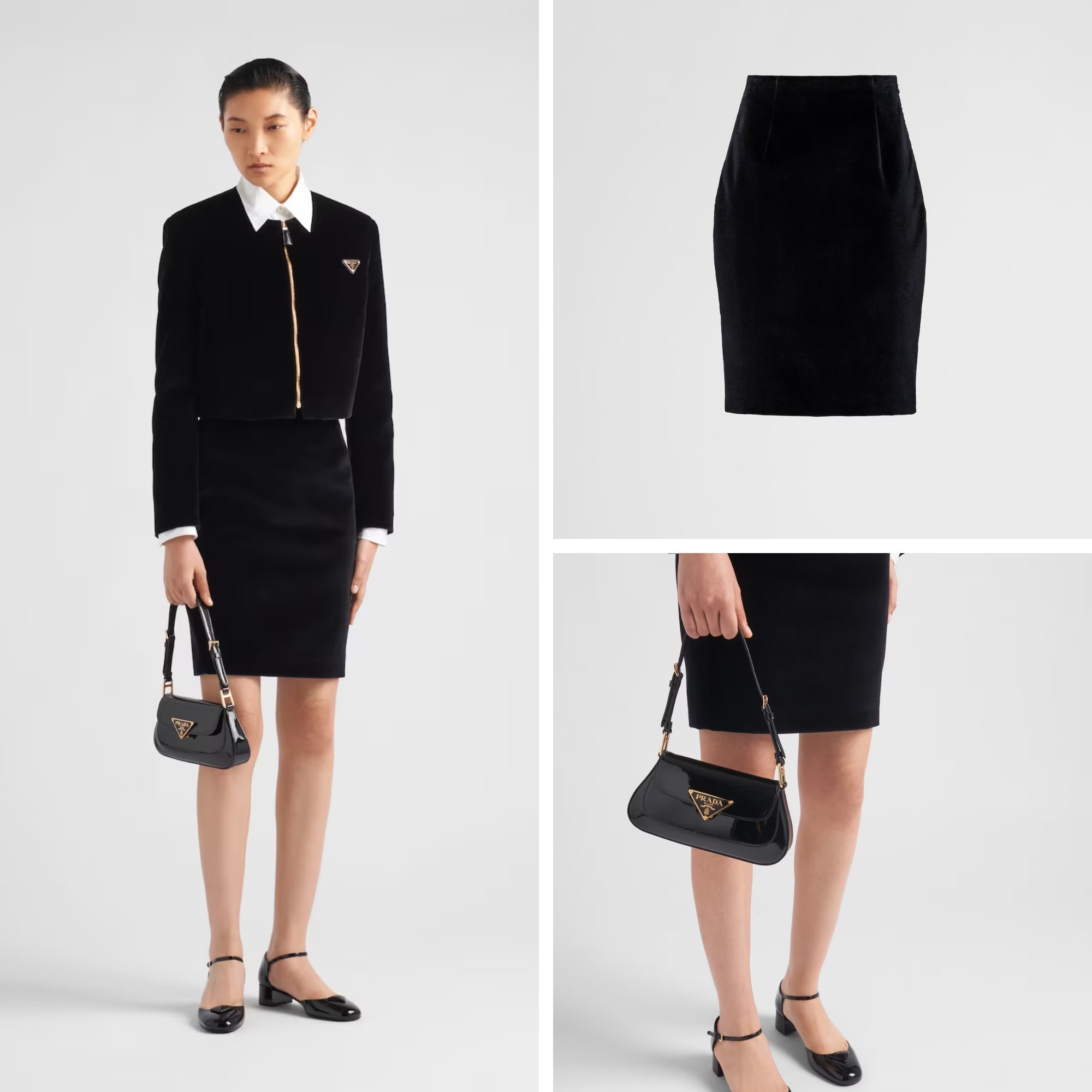 《送料無料》PRADA Velvet midi-skirt