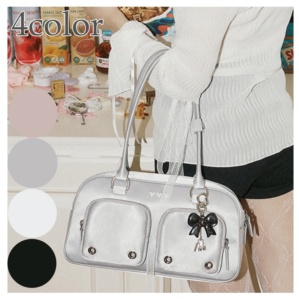ハンドバッグ VVV Ribbon pocket tote shoulder bag 4BFK400